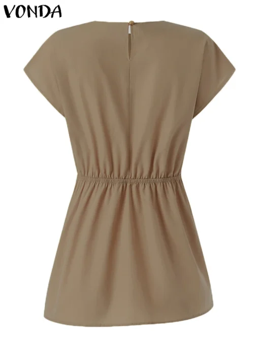 Elegant Summer Blouse with Short Sleeve Tunic - Image 3