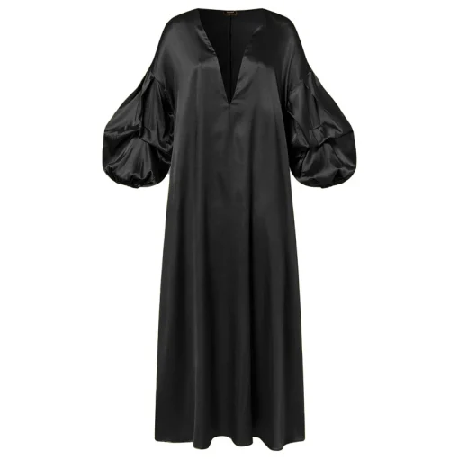 Elegant Lantern Sleeve Satin Maxi Dress for Women - Image 6