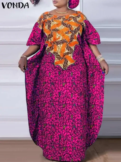 Plus Size   Bohemian Printed Maxi Long Dress - Image 3