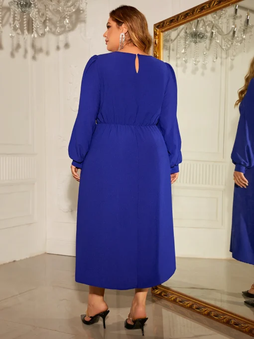 Elegant Plus Size Medium Length Long Sleeve Evening Dress