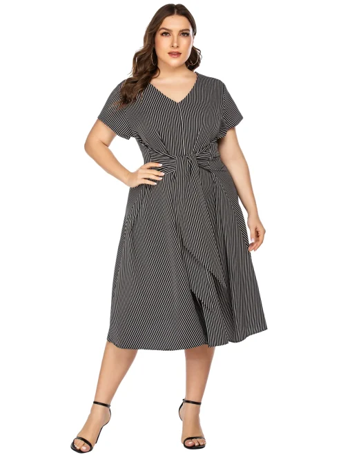 Trendy Plus Size V-Neck Long Party Dress for Women - Image 5