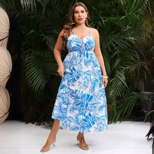 Elegant Plus Size Sleeveless Summer Beach Party Dress - Image 4