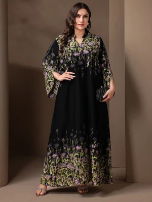 Elegant Long Sleeve A-Line Plus Size Eid Party Dress