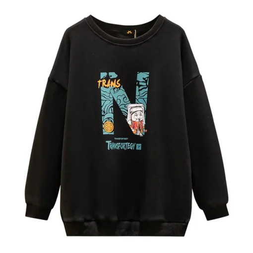 Plus Size Women's Long Sleeve Velvet Pullover Sweatshirt - Image 6