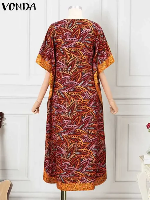 Bohemian Printed Maxi Sundress with Half Sleeves - Image 3