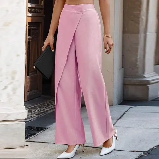 Vintage Solid Wide Leg Pants for Elegant Casual Style - Image 5