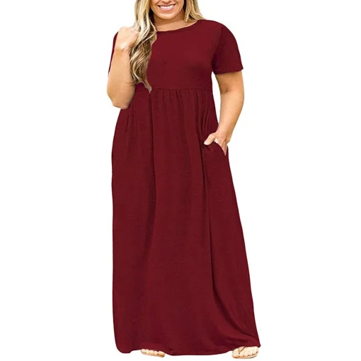 Plus Size Short Sleeve Print Summer Maxi Dress for Women - Image 6