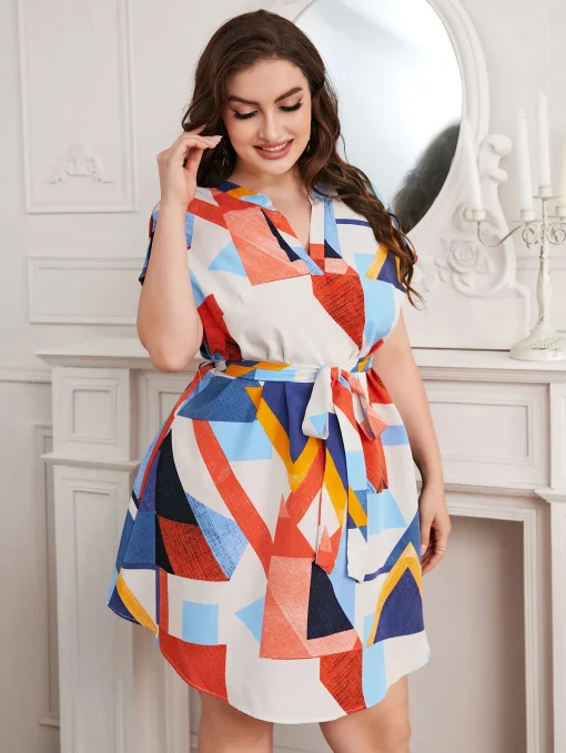 Elegant Plus Size A-Line Midi Shirt Dress for Women - Image 2