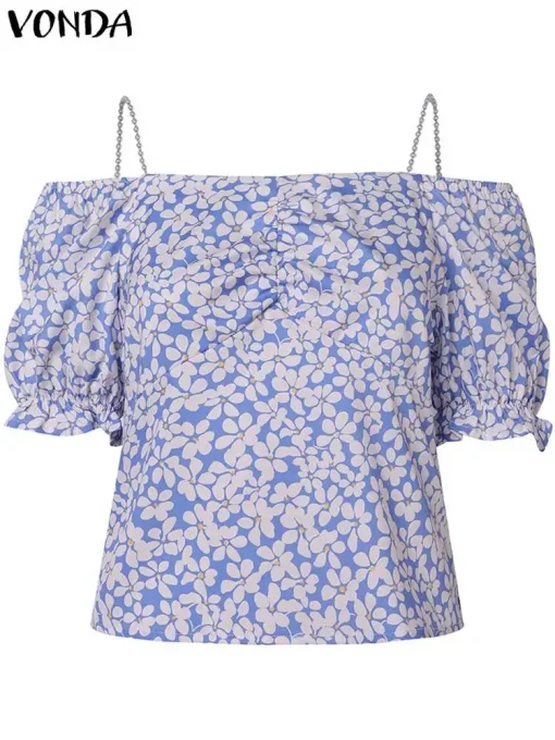 Women's Floral Printed Square Neck Blouse - Image 2