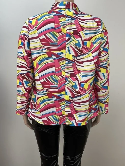 Plus Size Women's Printed Loose Fit Jacket for Spring - Image 3