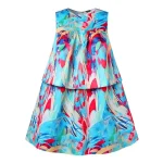 Plus Size Summer Printed Mini Dress Bohemian Sleeveless Sundress