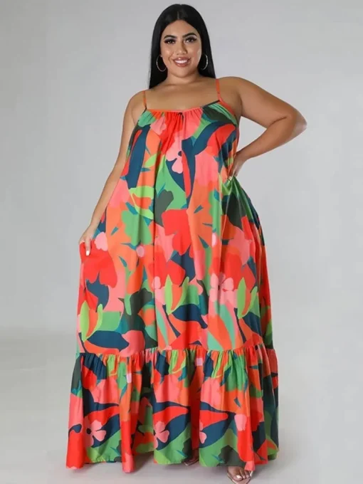 Plus Size Cascading Ruffle Maxi Dress for Women