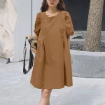 Women’s Elegant Short Sleeve A-Line Pleated Sundress
