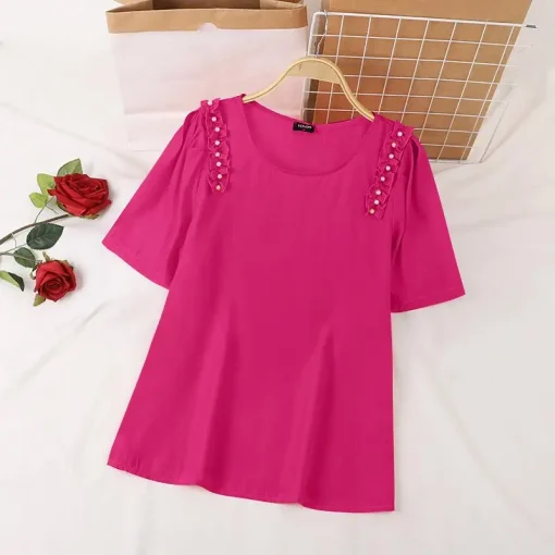 Elegant Summer Blouse with Short Puff Sleeves