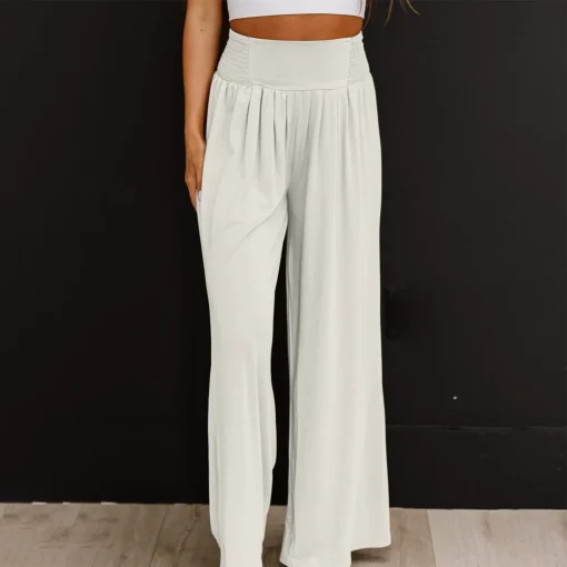 Elegant Plus Size Wide Leg Cotton Pants for Women - Image 2