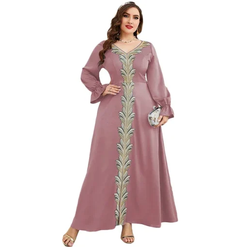 Plus Size V-Neck Maxi Dress for Muslim Women - Image 7