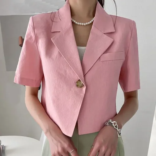 Elegant Summer Blazer with Short Sleeves for Women - Image 6