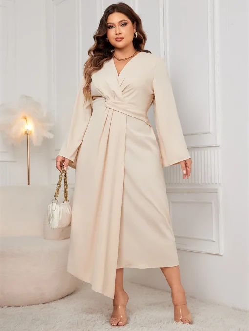 Elegant Plus Size Casual Long Waist Irregular Dress - Image 5