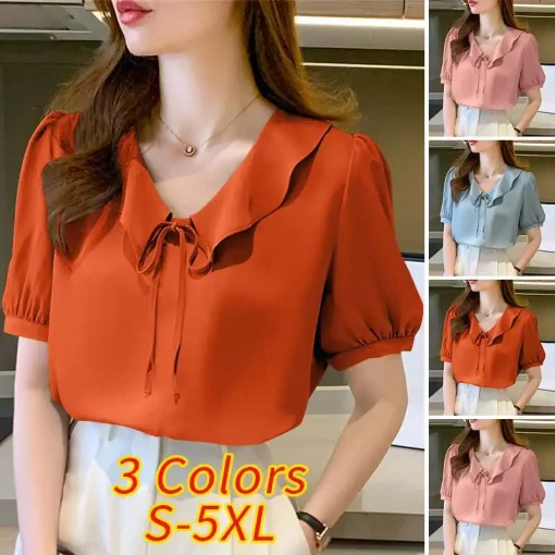 Elegant Ruffled Blouse for Women in Summer