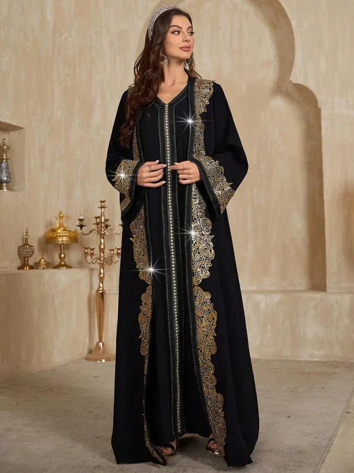 Women’s Floor-Length Muslim Retro Ethnic Two-Piece Dress - Image 3