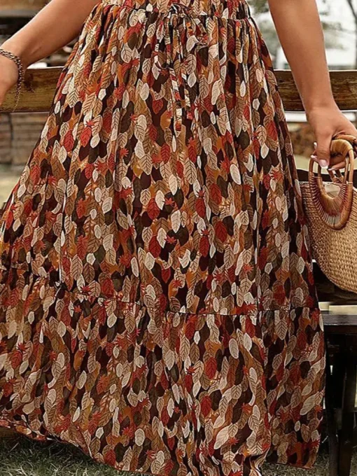 Plus Size Elegant Leaf Pattern Long Skirt for Women - Image 5