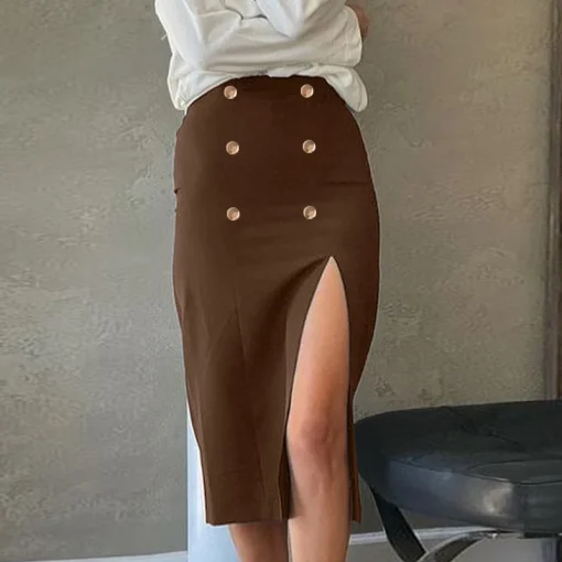 Plus Size Elegant Slit Pencil Skirt for Women - Image 5