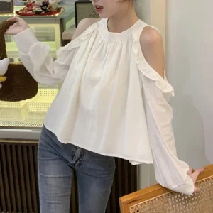 Women’s Off-The-Shoulder Ruffled Long Sleeve Blouse