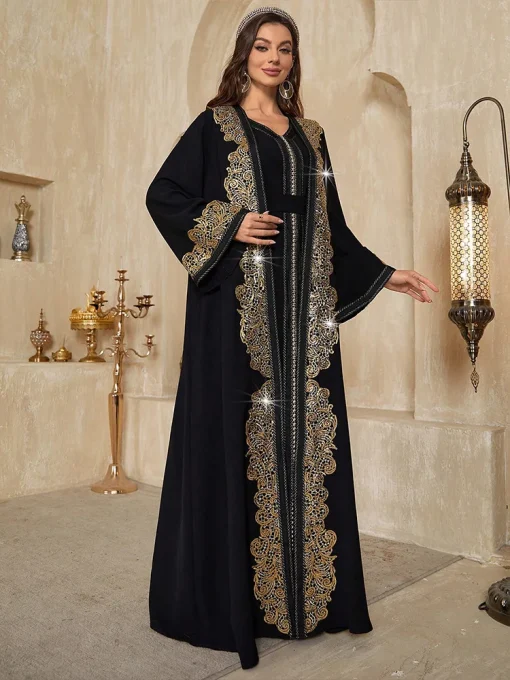 Women’s Floor-Length Muslim Retro Ethnic Two-Piece Dress - Image 5