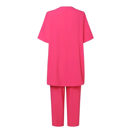 Plus Size Elegant V-Neck Pant Set with Pockets - Image 6