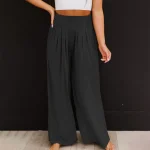 Elegant Plus Size High Waist Wide Leg Cotton Pants