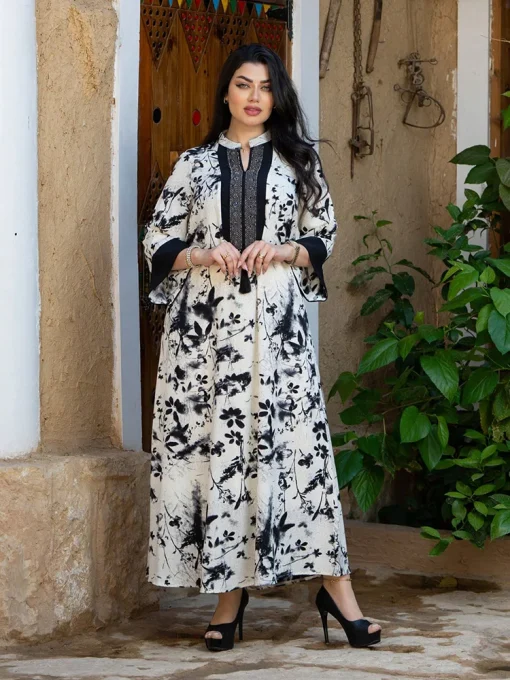 Summer Casual Arabian Party Printed Long Maxi Abaya Dress