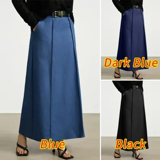 Plus Size High Waist Denim Maxi Skirt Summer A-Line