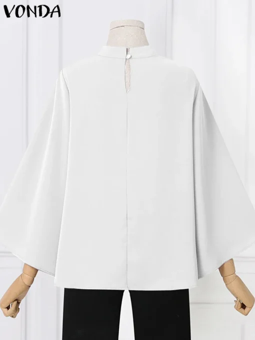 Women's Autumn Tunic Blouse with Flare Sleeves - Image 3