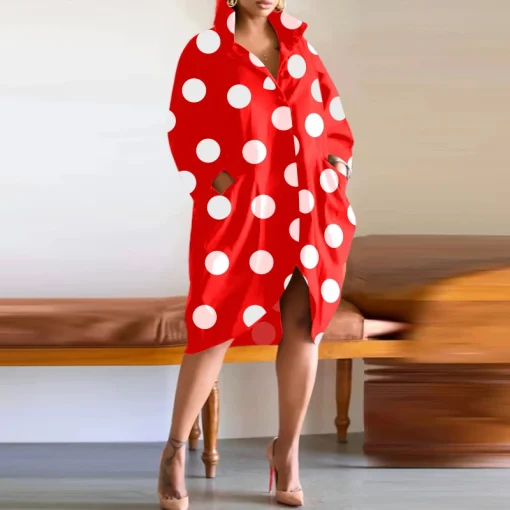 Plus Size   Polka Dot Irregular Party Dress - Image 6