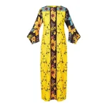 Women’s Elegant Floral Printed Maxi Dress with Flare Sleeves