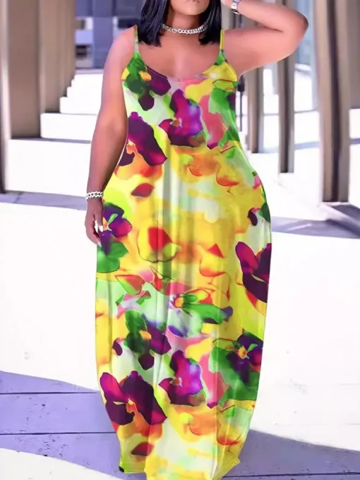 Plus Size Cascading Ruffle Maxi Dress for Women - Image 3