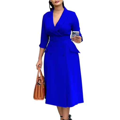 Plus Size Loose Midi Dress for Office and Casual Wear - Image 7