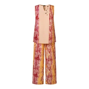 Women’s Elegant Sleeveless Printed Pant Set with Trousers