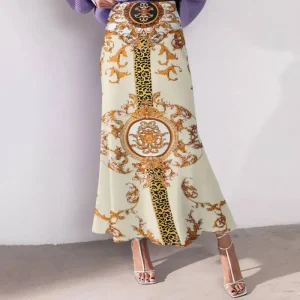 Plus Size Bohemian High Waist Fishtail Maxi Skirt
