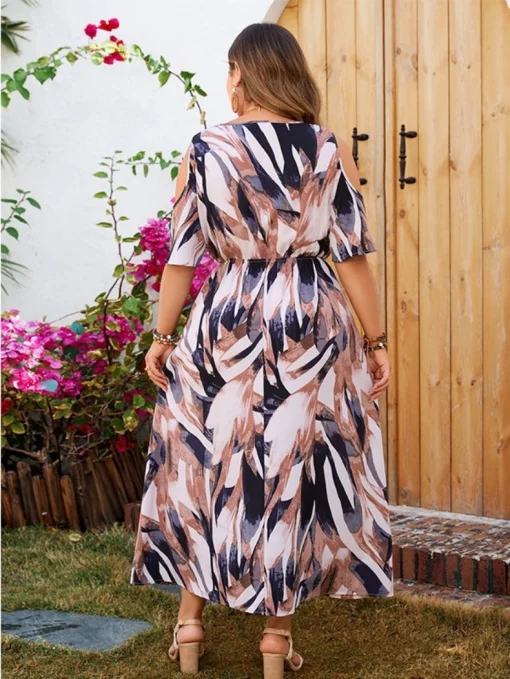 Plus Size Elegant Printed Beach Summer Dress for Women