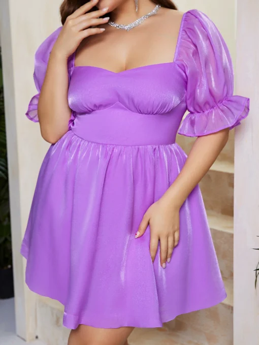 Elegant Plus Size Short Sleeve Evening Party Dress - Image 6