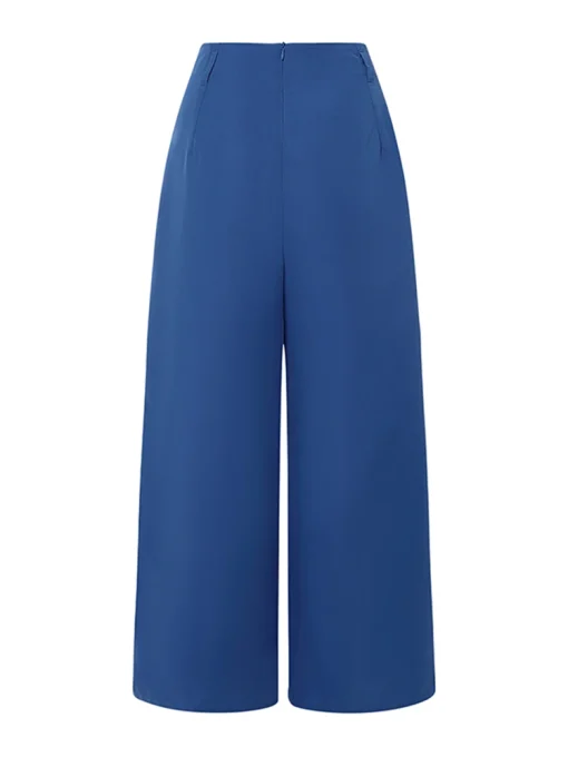 Plus Size Fashion Solid Color Wide Leg Trousers - Image 2