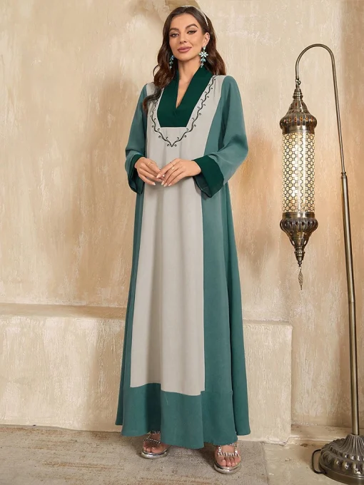 Women's Floor-Length Embroidered Middle Eastern Muslim Fashion Dress