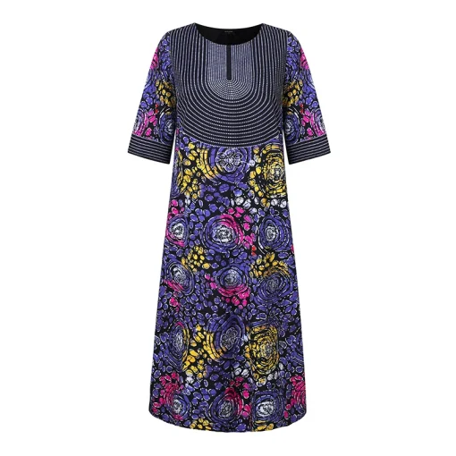 Plus Size Vintage Floral Print Maxi Dress - Image 6