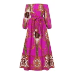 Women's Bohemian Off-Shoulder Printed Maxi Beach Dress