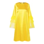 Elegant Satin Silk Mini Dress with Ruffled Sleeves