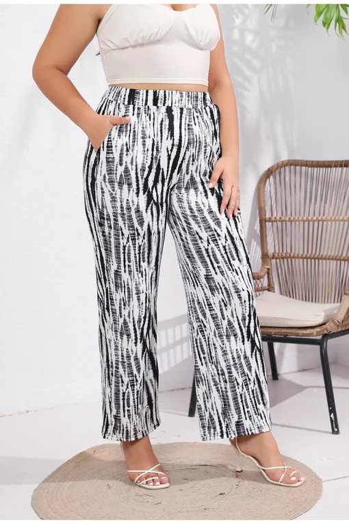 Elegant Plus Size High Waist Wide Leg Pants - Image 5