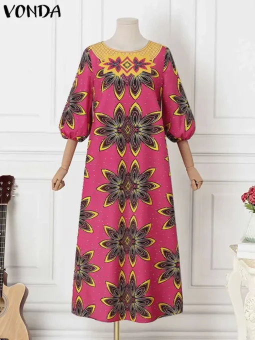 Plus Size Bohemian Floral Maxi Dress for Summer - Image 3