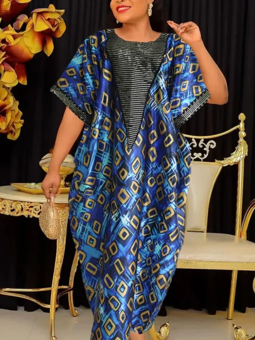 Plus Size Elegant African Dashiki Kaftan Dress for Women - Image 2