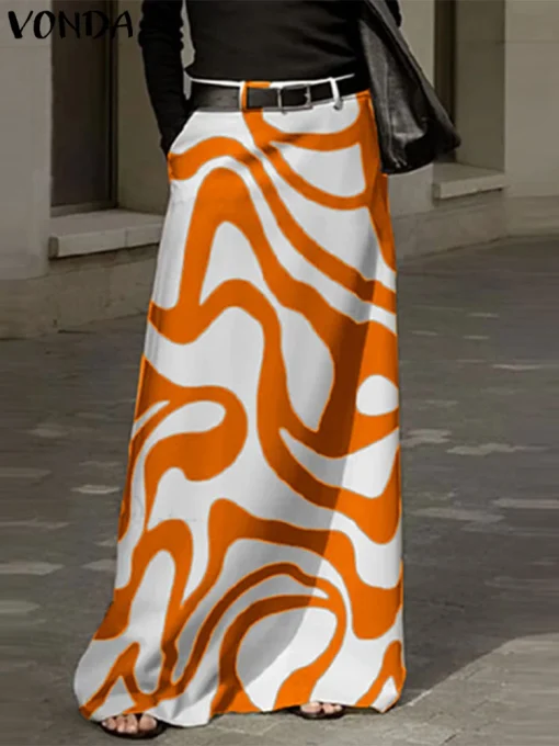 Plus Size High Waist Bohemian Long Maxi Skirt - Image 3